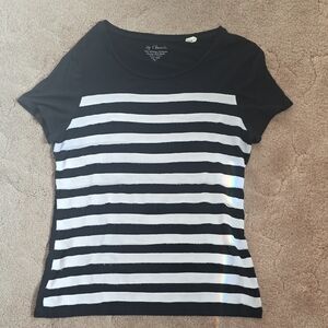 Chico's Monochrome Striped Short Sleeve Tee